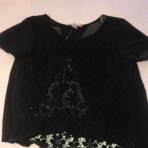 Beautiful Black Sheer Floral Short Sleeve